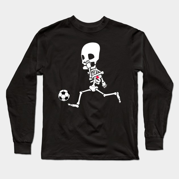 soccer skeleton halloween Long Sleeve T-Shirt by ChristianCrecenzio